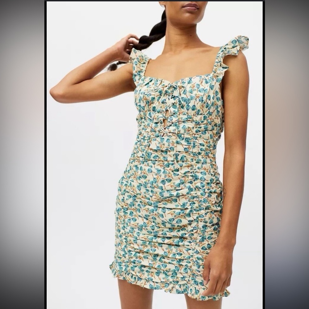 Urban Outfitters Kiss The Sky Floral Print Ruched Dress